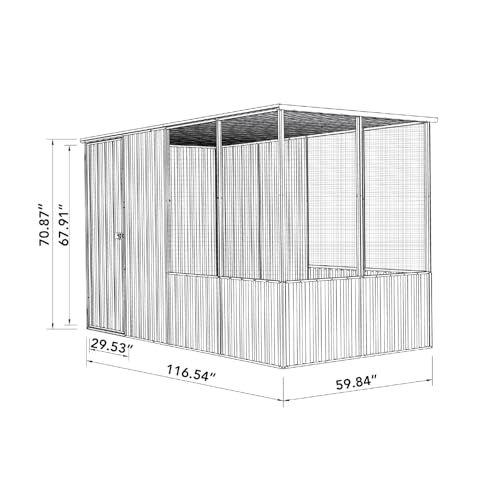 Absco Poultry Paradise: Large Chicken Coop & Chicken Run, 5'x5' Pale Eucalypt Green with Mesh Panels, Side Access Door, Aviary