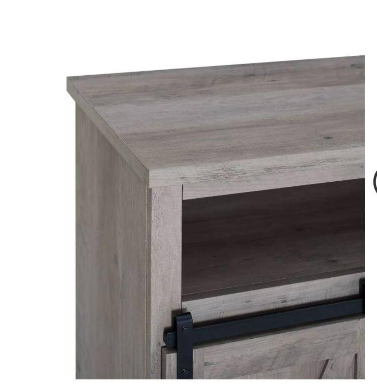 52x22 Sliding Barndoor Modern Farmhouse TV Highboy Storage Stand Gray Wash - Saracina Home