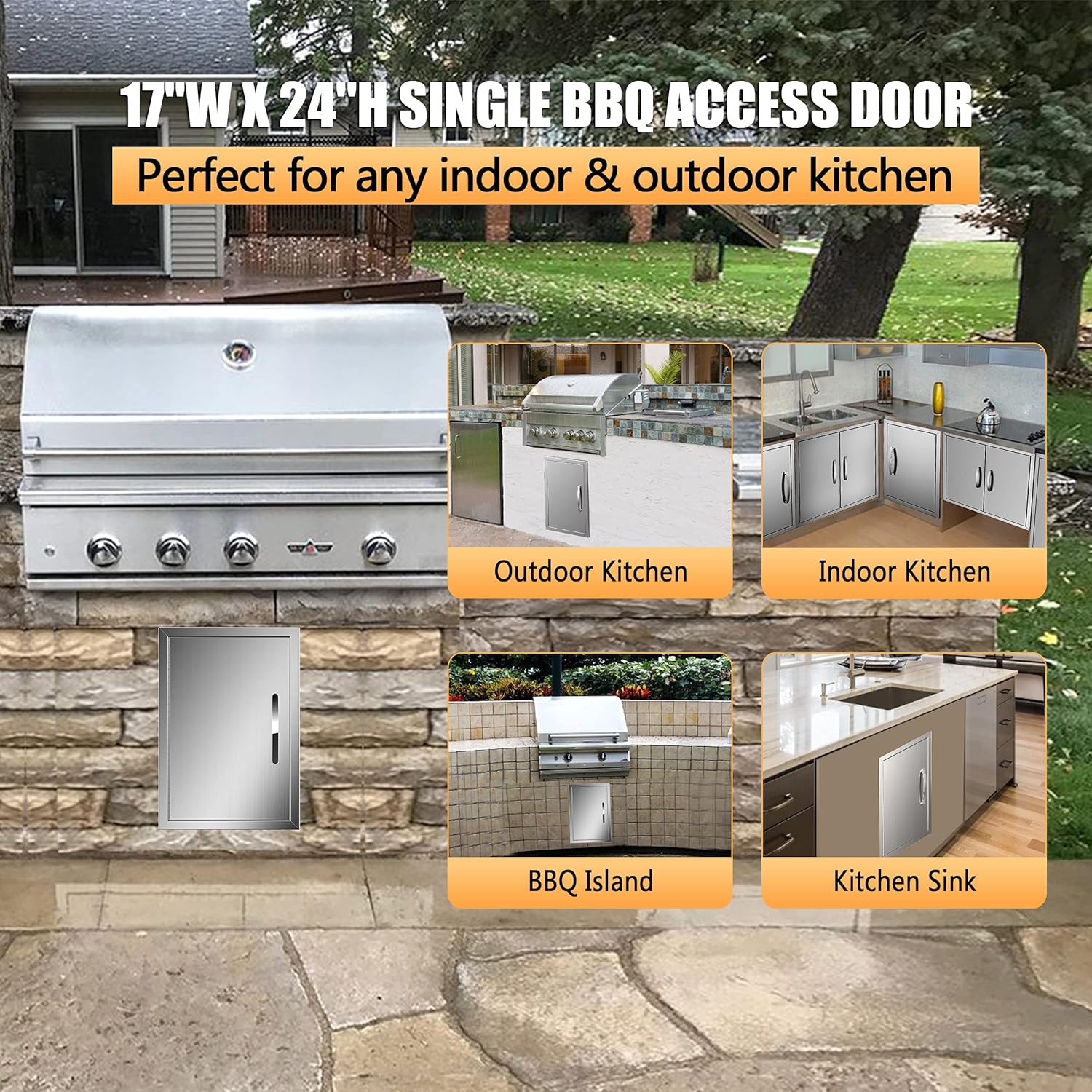 KODOM Outdoor Kitchen Doors 31W x 24H BBQ Double Access Door