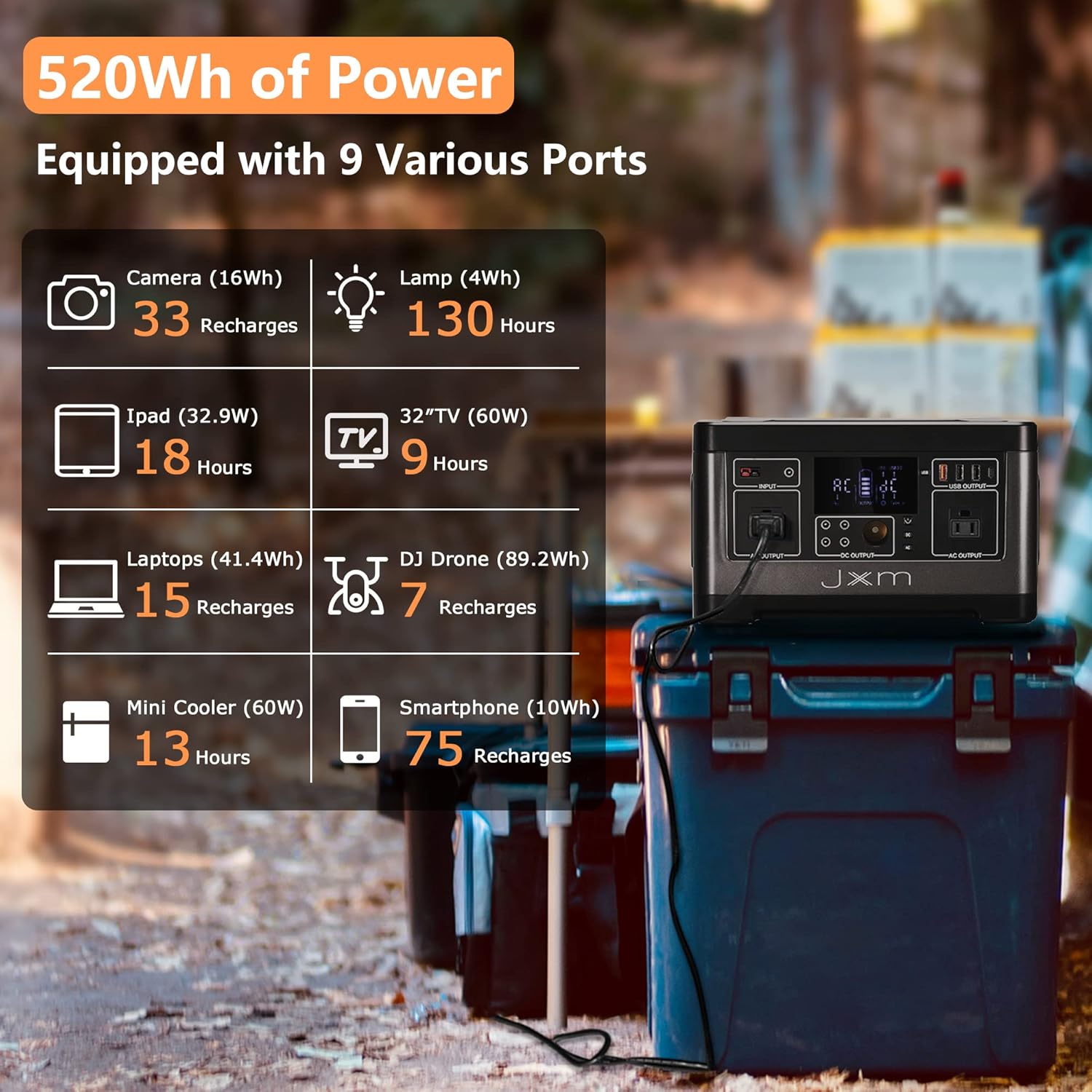 JXXM Portable Power Station 1002Wh Solar Generator, LiFePO4 Battery with 110V/1000W Pure Sine Wave AC Outlet