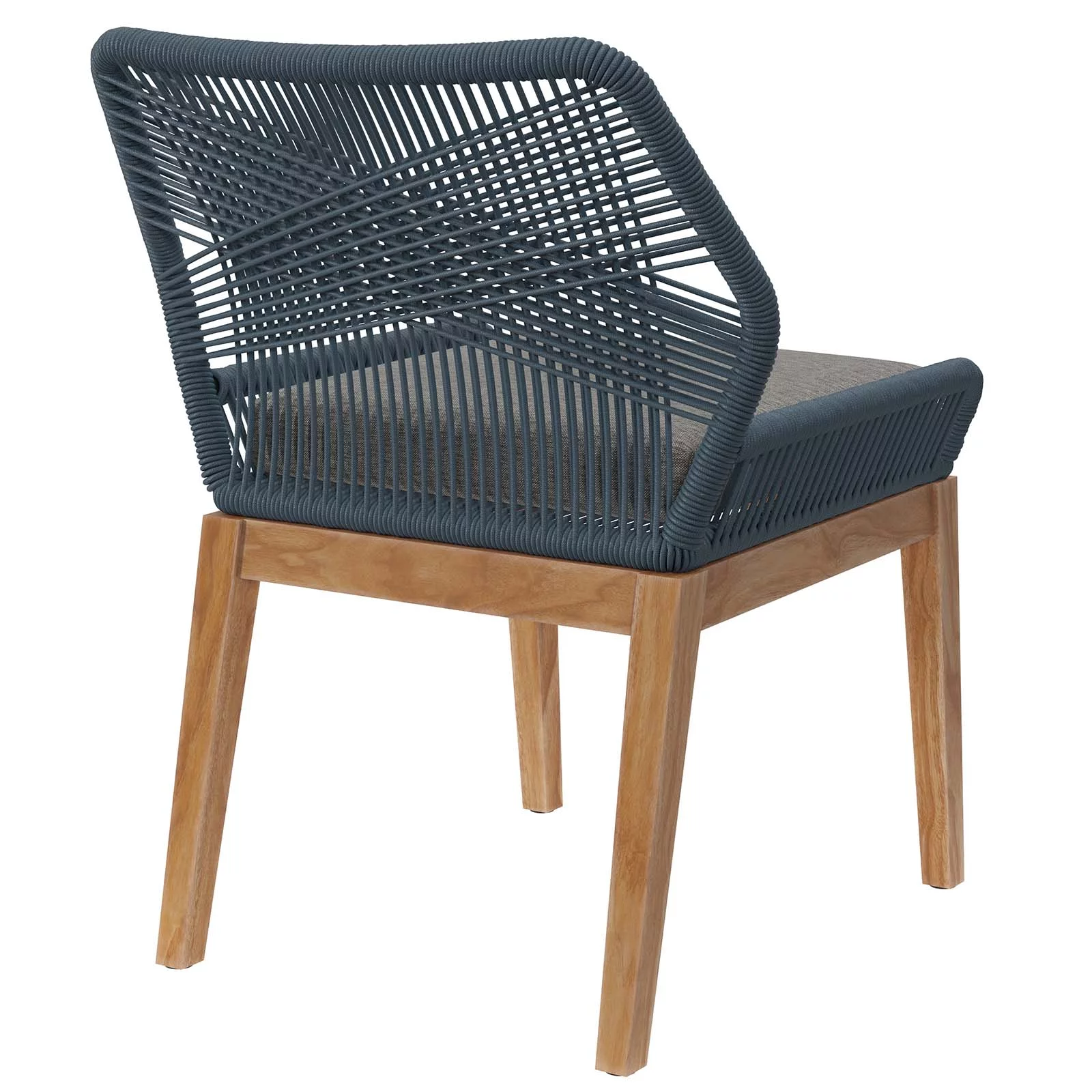 Modway Wellspring Outdoor Patio Teak Wood Dining Chair in Blue Graphite