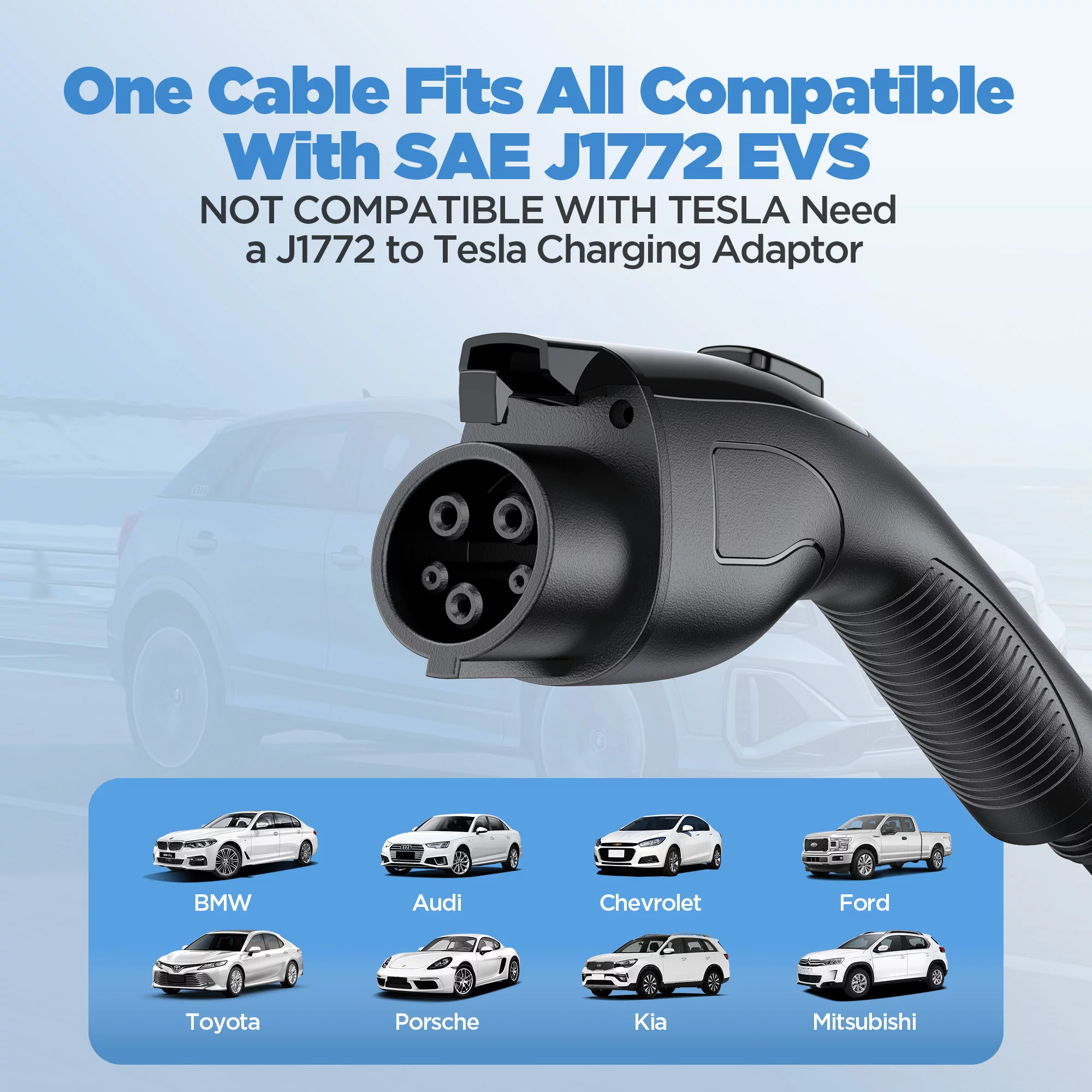 Famistar Level 1 & 2 EV Charger, 25 ft Adj. 8-16A 100-240V Portable Electric Car Fast Charger