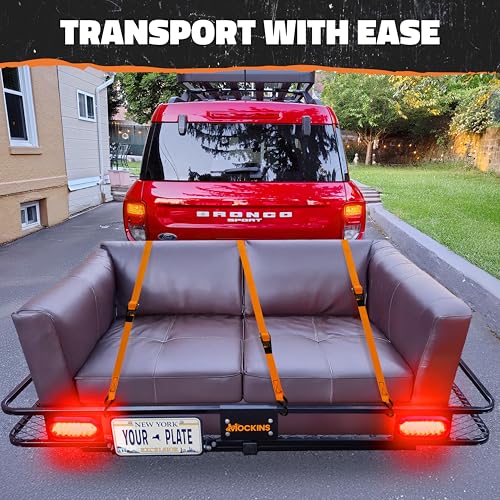 Mockins XXL 72"x36"x6" Folding Trailer Hitch Cargo Carrier w/ 50 CuFt Waterproof Cargo Bag for Hitch Carrier | 500 Lbs Cap Luggage Rack for SUV Car &
