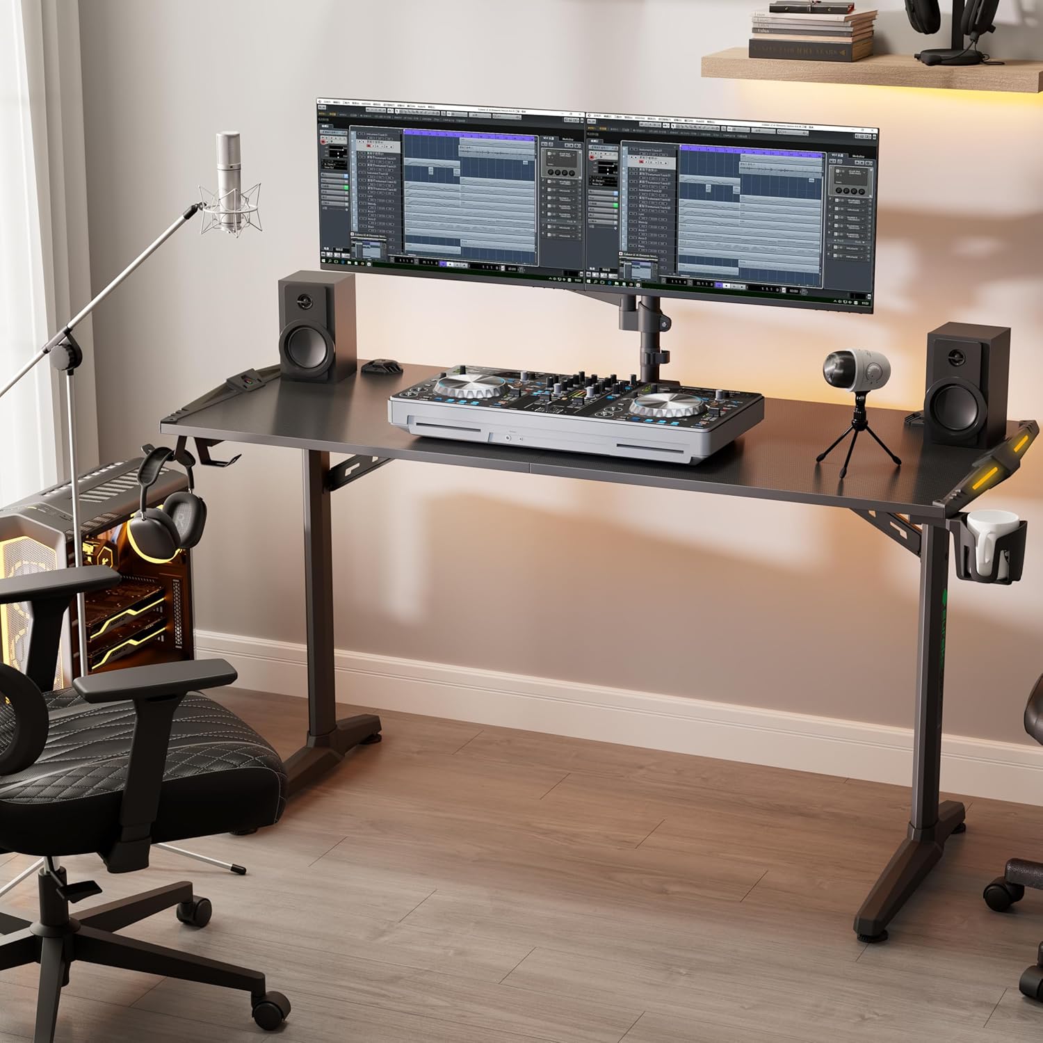 EUREKA ERGONOMIC RGB Gaming Desks, 55 Inch Computer Desk PC Studio Gamer Table Home Office Workstation, w Free Mouse Pad