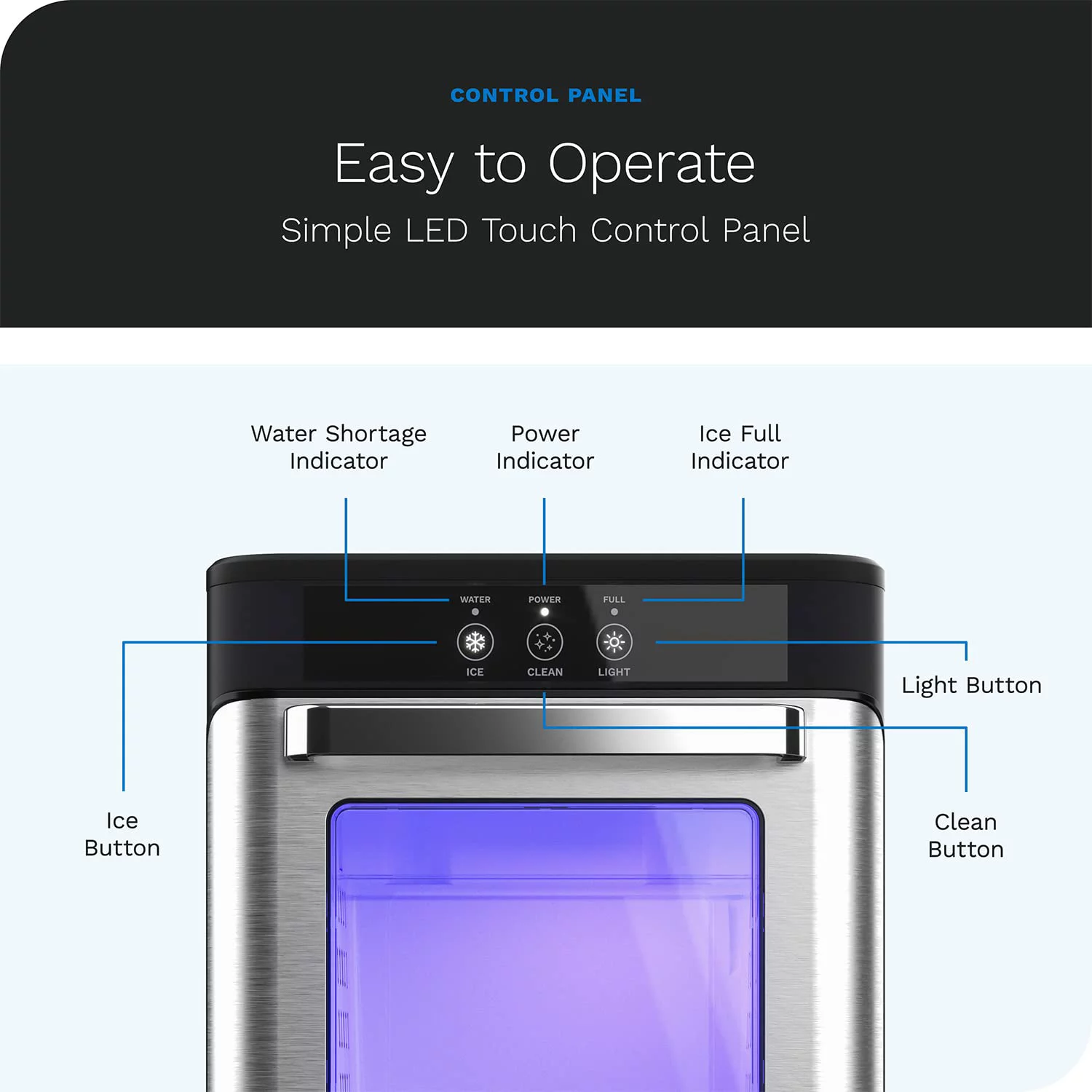 hOmeLabs Countertop Nugget Ice Maker - Stainless Steel with Touch Screen - Portable and Compact - Chewable Nugget Ice Machine