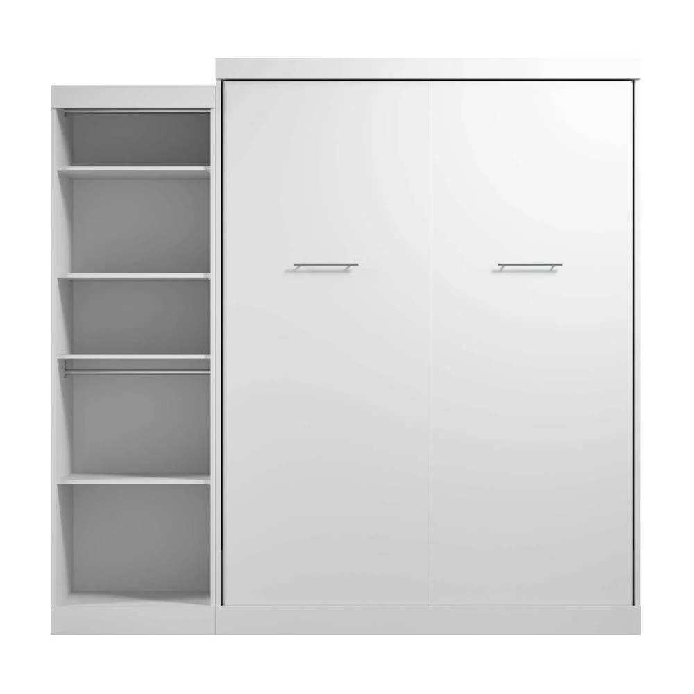 Bestar Nebula Engineered Wood Queen Murphy Bed with Closet Organizer in White
