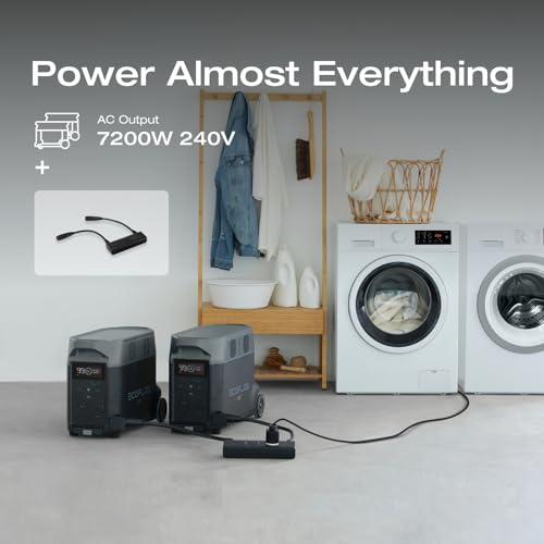 EF ECOFLOW 8000Wh Home Battery Backup: 2 DELTA Pro 3 with 50 Amp Hub, 120/240V 8000W AC Output, Solar Generator for Home Use, Camping Accessories