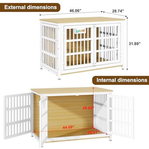 EasyCom 48"/42"/33" Dog Crate Furniture with Name Tag, Heavy Duty Dog Kennel Indoor for Large Dogs