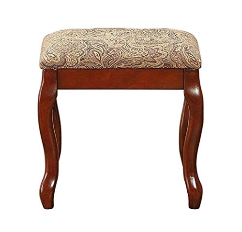Poundex F4147 Bobkona Cailyn Flip Up Mirror vanity Set with Stool in Cherry