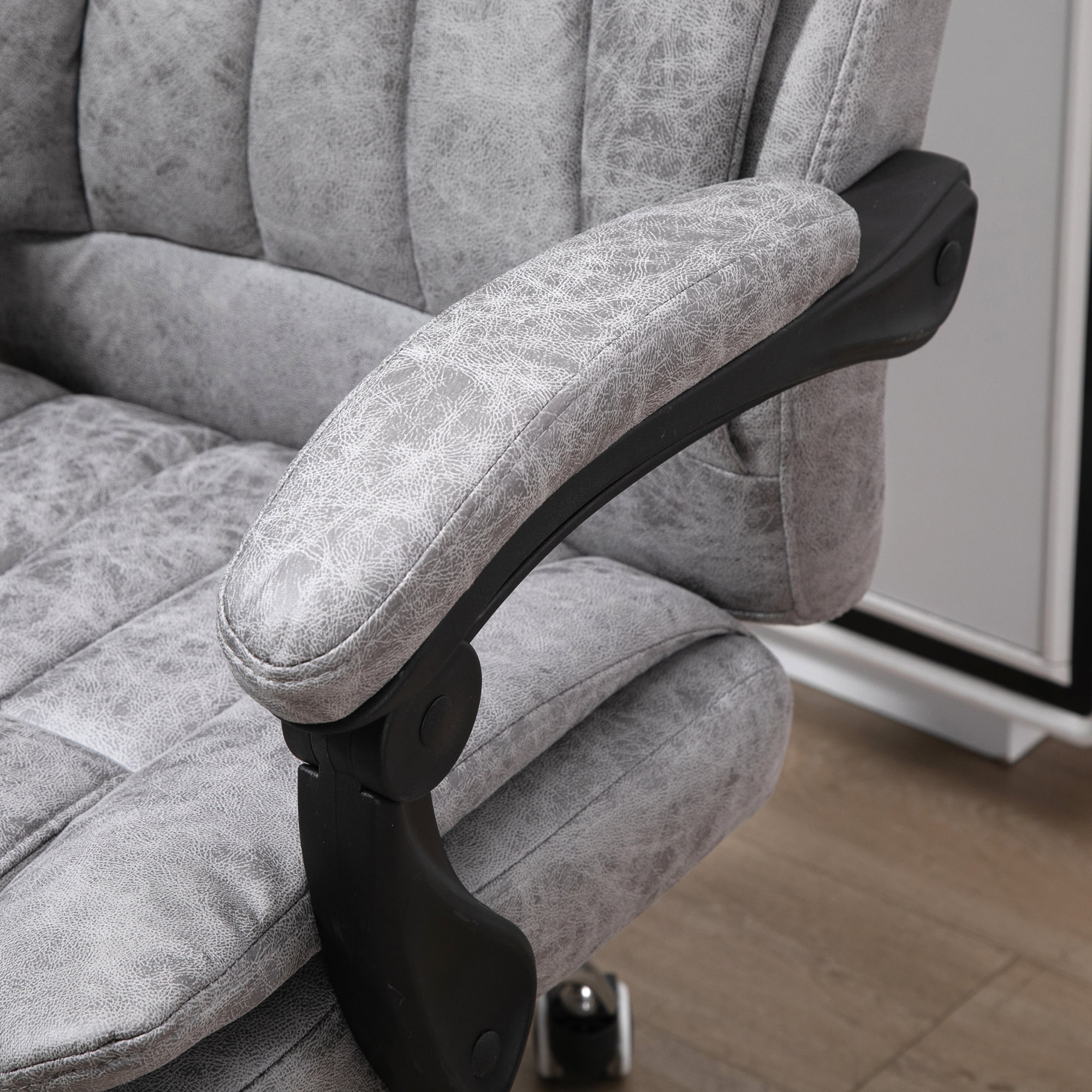 Vinsetto Microfiber Office Chair, High Back Computer Chair with 6 Point Massage, Heat, Adjustable Height and Retractable Footrest, Gray