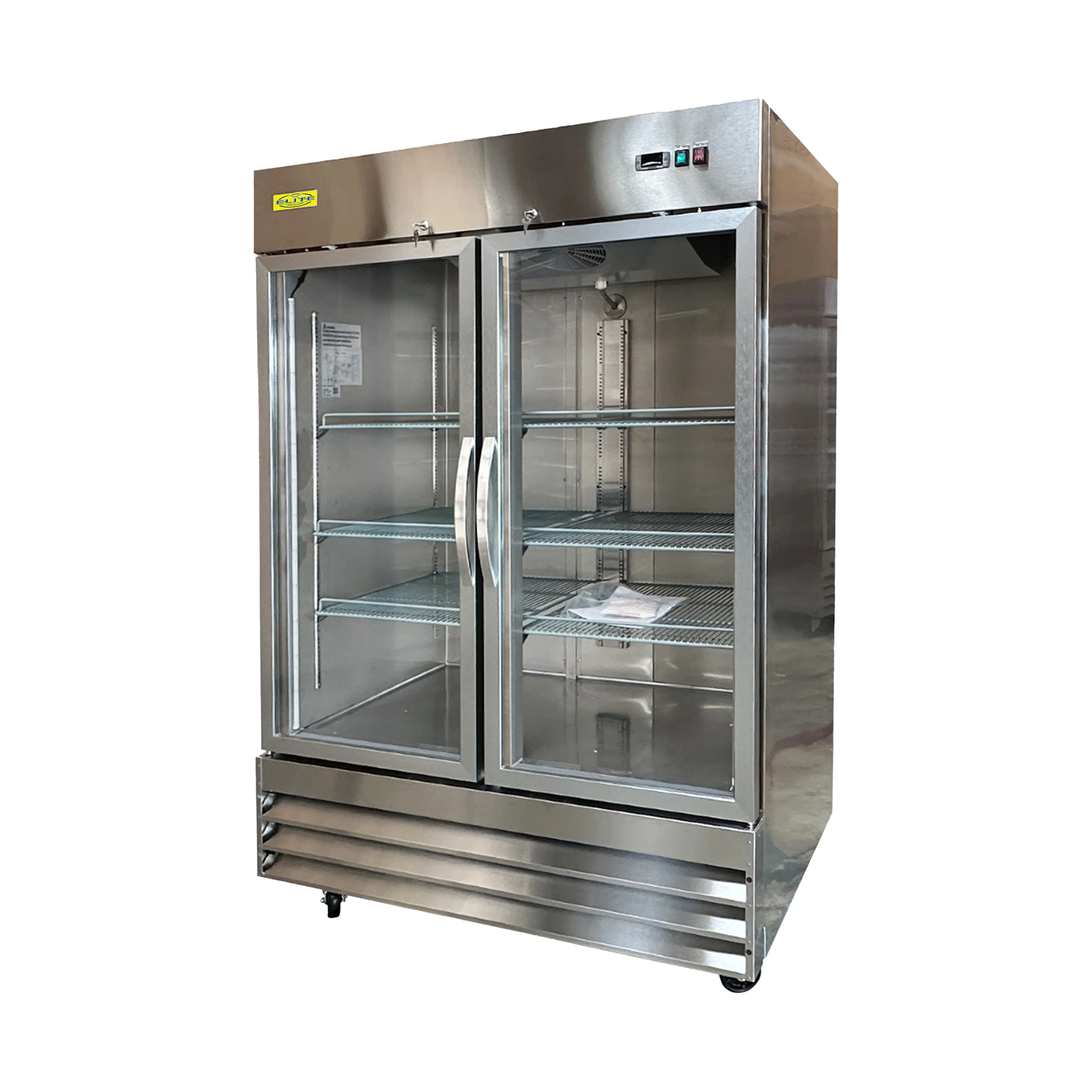 54 in. Two Glass Swing Door Stainless Steel Upright Reach-In Commercial Freezer 47 Cu. ft.