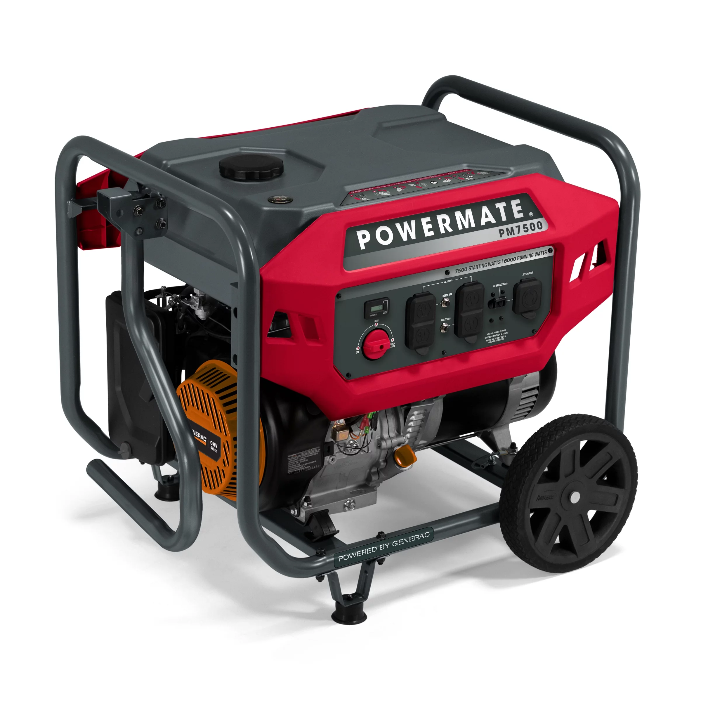 Powermate PM7500 7,500 Watt Manual Start Gas Powered Portable Generator with Cord - 49 ST/CSA