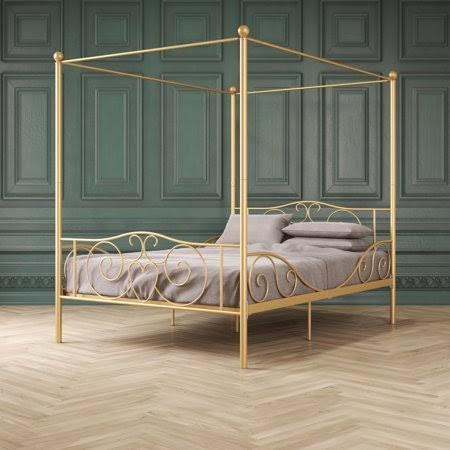 DHP Canopy Metal Bed, Full Size Frame, Gold