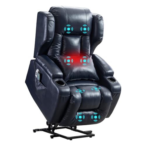 Lift Chair Recliners for Elderly Electric Power Lift Recliner Chair with Massage & Heat Vibration / 3 Positions / 2 Side Pockets/Handle Remote for
