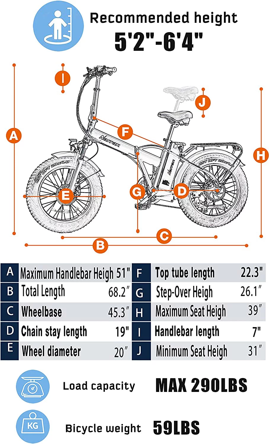 Narrak 48V500W13AH 20" Folding Step-Thru Fat Tire E-Bike Adult Electric Bicycle(Red)