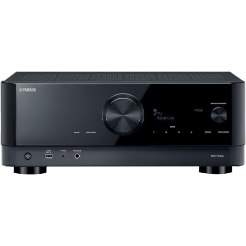 Yamaha RX-V4A 5.2-Channel Surround Sound Network AV Receiver with MusicCast Built-in Wi-Fi and Bluetooth Streaming Home Theater System Bundle with
