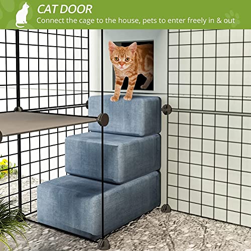 Eiiel OutdoorCat Cages Enclosure with Super Large Enter Door, 55.1Lx41.3Wx41.3H Cat House Balcony Playpen Platforms