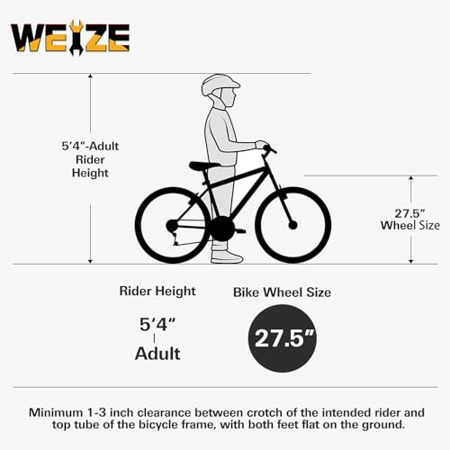 WEIZE Mountain Bike, 26 27.5 inch Outdoor Hybrid Bikes,18-Speed/High-Carbon Steel/Dual Full Suspension, Adjustable Ergonomic Seat for Men Women Adult