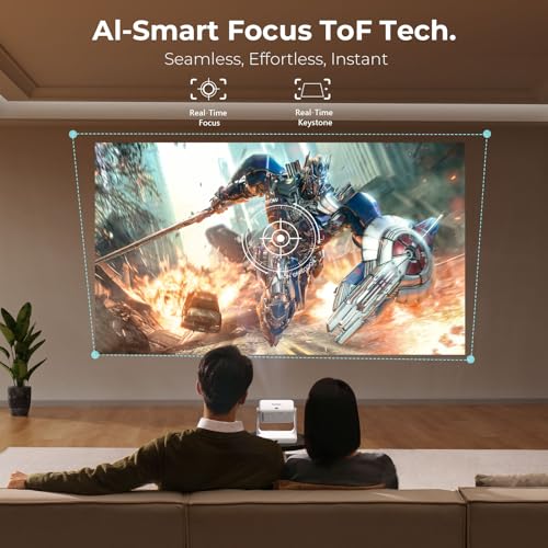 Outdoor-Projector-4K [1200 ANSI/Google TV/Voice Control] Smart Projector with WiFi 6 and Bluetooth, 10,000+ Apps