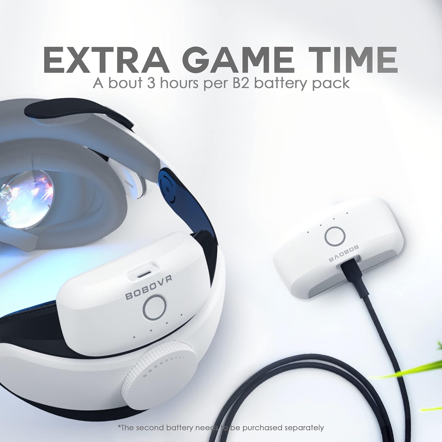 BOBOVR M2 Pro Battery Pack Head Strap Compatible with Quest 2,Magnetic Connection and Lightweight Design