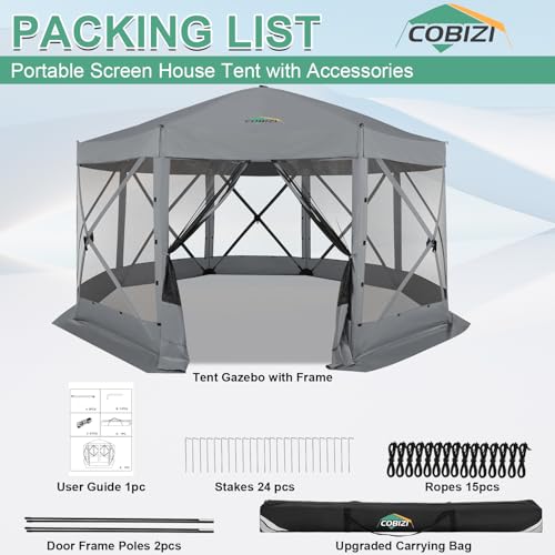 COBIZI 12x12ft Pop up Gazebo Screen Tent Screen House for Camping, Camping Outdoor Screened Gazebo, Canopy Tent