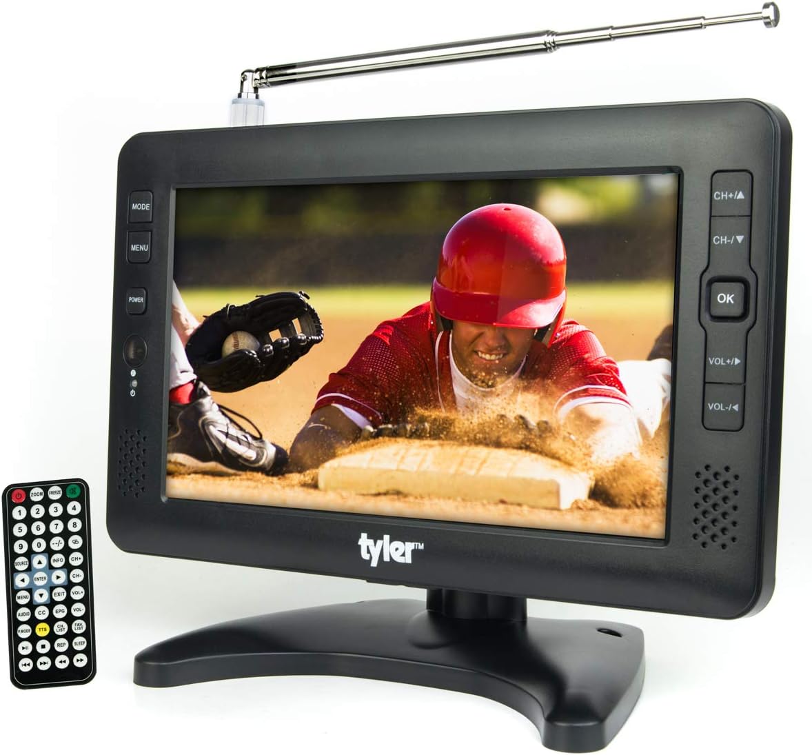 Tyler TTV702-9 Portable Widescreen LCD TV with Detachable Antennas, USB/SD Card Slot, Built in Digital Tuner, and AV Inputs