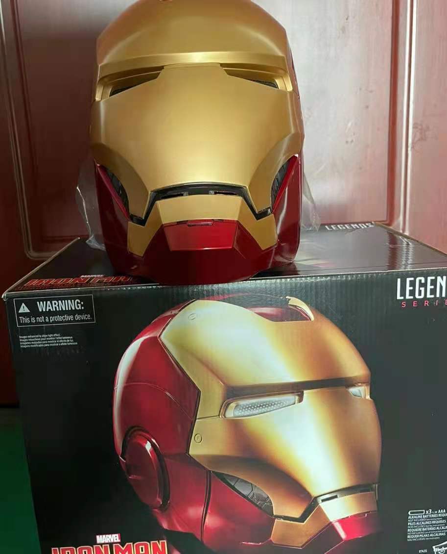 Adult Iron-Mans Helmet Electronic MK 5 Helmet with Jarvis Voice/Sensing/Remote Control Open/Close Sounds & LED Eyes Light Up Super Hero Movie 1:1