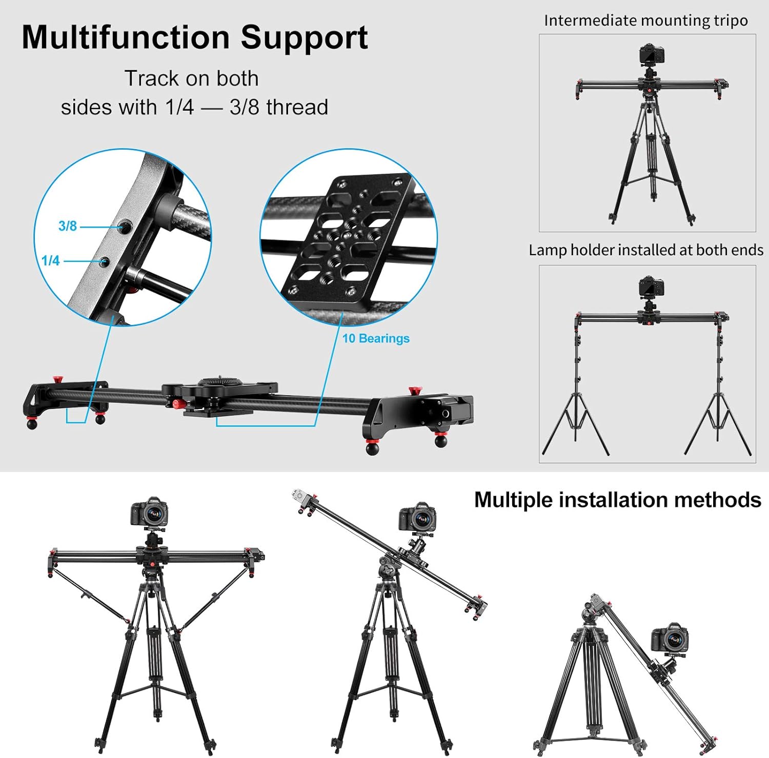 GVM Motorized Camera Slider, 31 Carbon Fiber Dolly Rail Camera Slider with Time-Lapse Photography