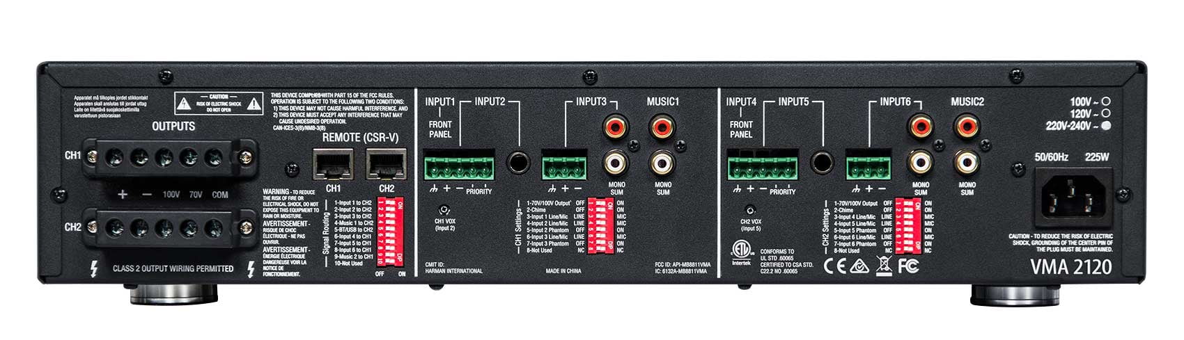 JBL VMA2120 2-Ch Commercial 70V Bluetooth Amplifier+4) 5.25" Black Wall Speakers
