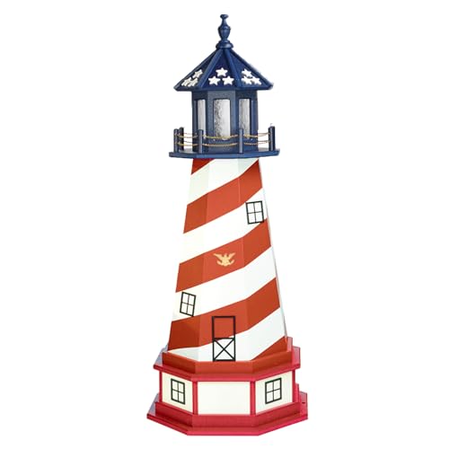 Cape Hatteras, NC Solar Lighthouse with LED Dusk to Dawn Lights, Outdoor Statues for Garden, Solar Lights Outdoor Waterproof Patio Decor