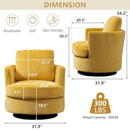 ODUWA Swivel Barrel Chair Set of 2