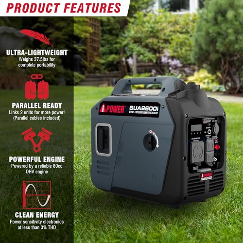 A-iPower 7600W Dual Fuel Quiet Portable Inverter Generator, Electric Start RV Ready, EPA & CARB Compliant CO Sensor