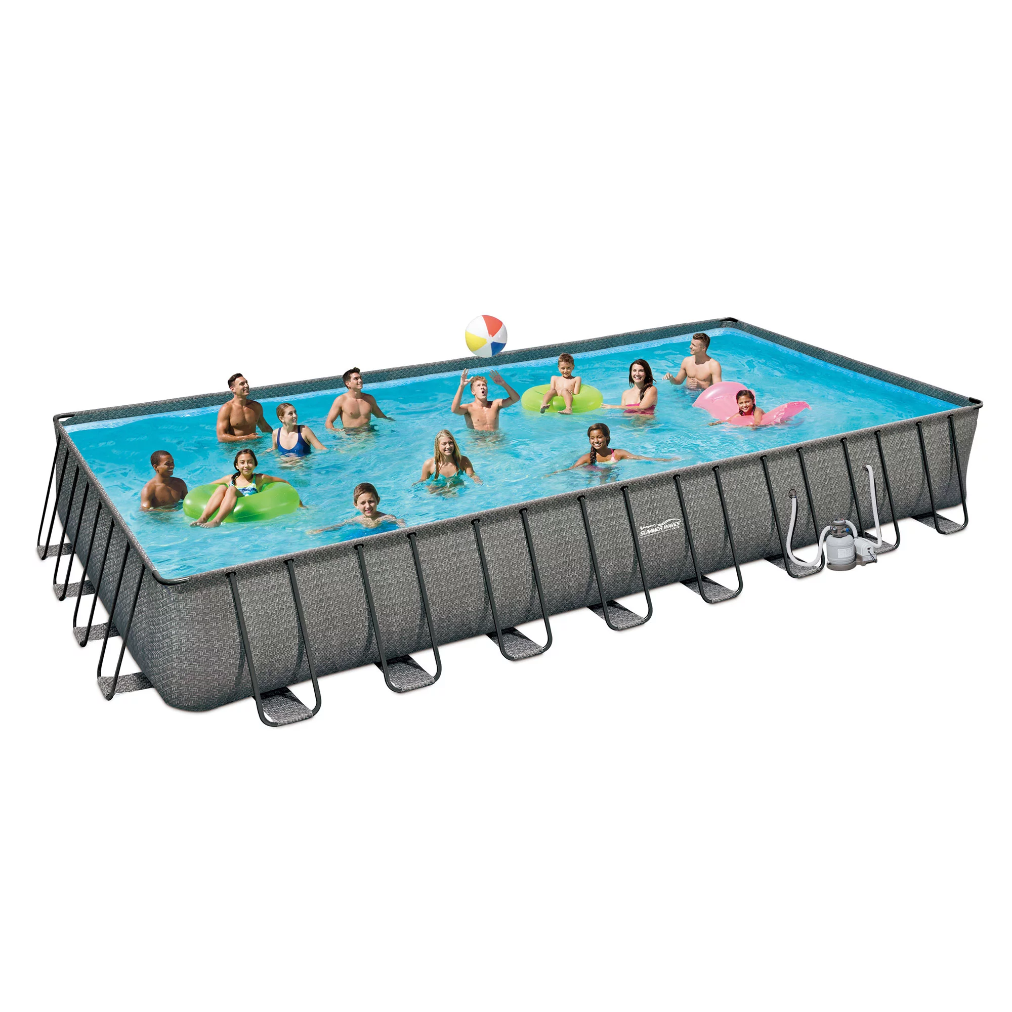 Summer Waves 24 x 12 x 4.5' Rectangle Above Ground Frame Swimming Pool Set