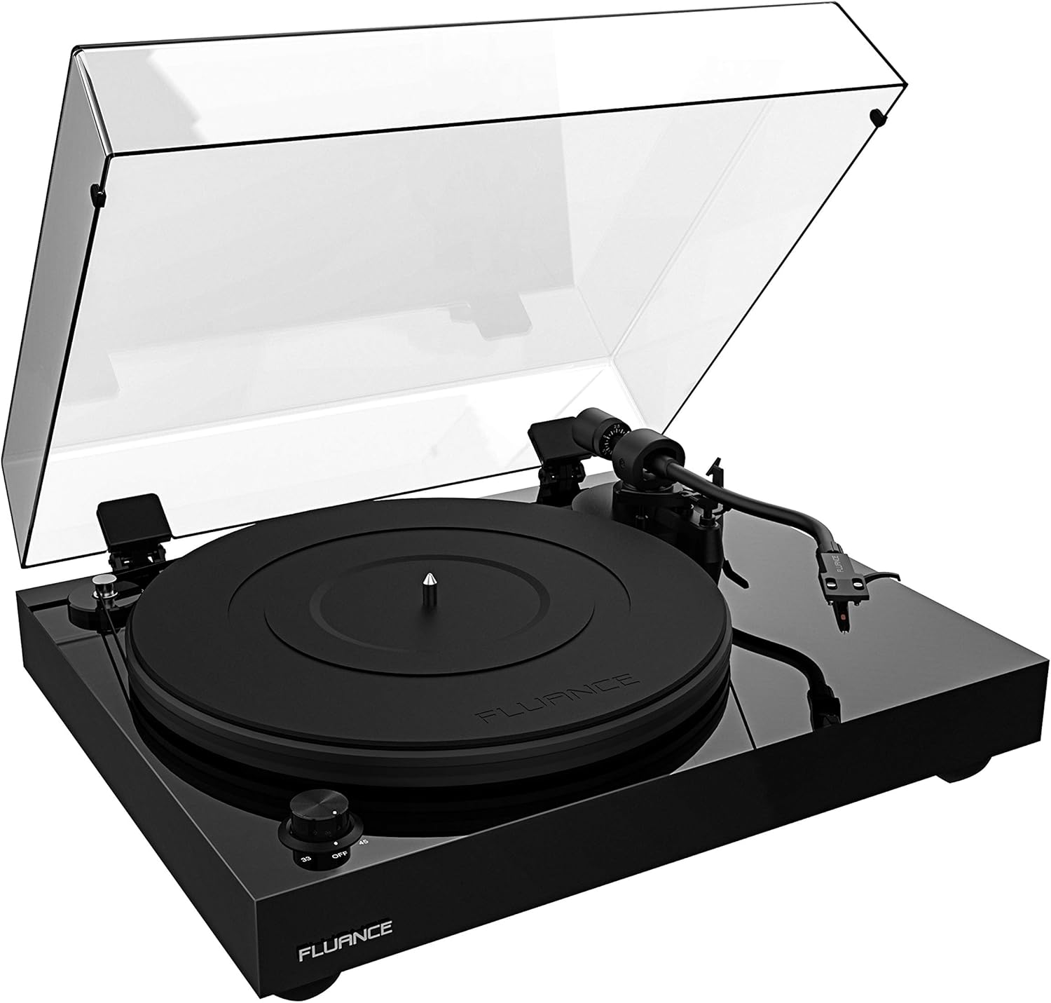 Fluance RT82 Reference High Fidelity Vinyl Turntable Record Player with Ortofon OM10 Cartridge, Speed Control Motor, Solid Wood Plinth