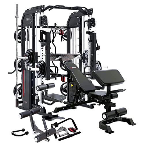 MiM USA Hercules EX Commercial All in One Gym Machine w/400 lb Weight Stack Jammer Arms Adj Bench Leg Press Leg Extension Arm Curl LAT Seat Complete