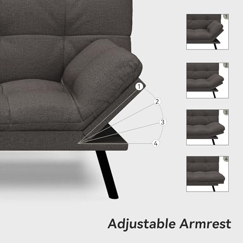 71" Convertible Futon Sofa,Faux Leather Futon Couch Bed,Sleeper Sofa Bed,Memory Foam Modern Folding Small Loveseat for Living Room,Office,Apartment