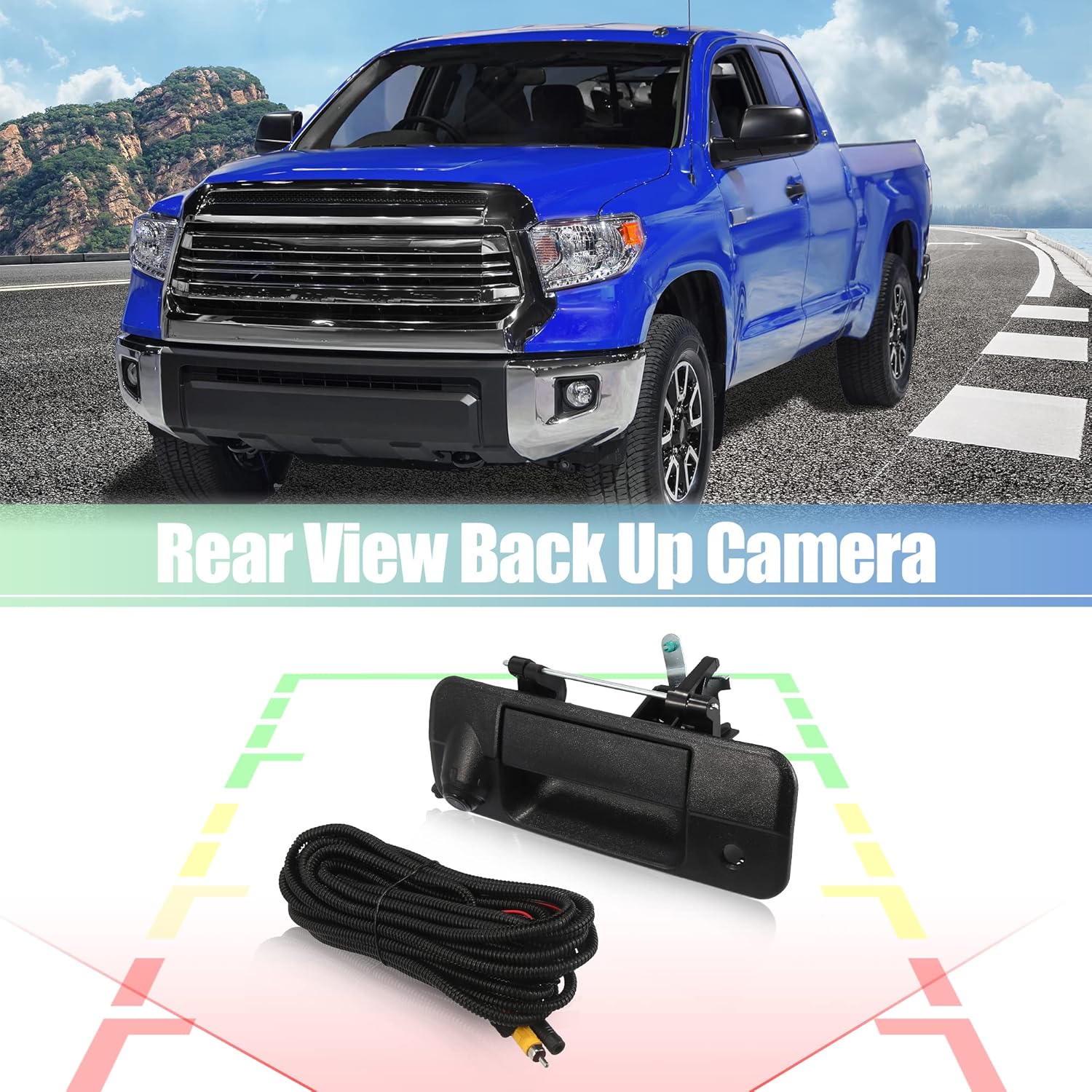 X AUTOHAUX Tailgate Rear View Back Up Camera Set OE# 69090-0C051 Rear Liftgate Latch Handle with Camera for Toyota Tundra 2007-2013 Pack of 2