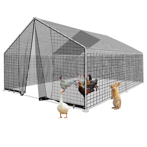 Large Chicken Coop Kit - Waterproof Enclosure with Extension Run for Yard/Outdoor Family Use by Pet Lovers Houses Chickens/Ducks 13.12x9.8x6.6 Ft