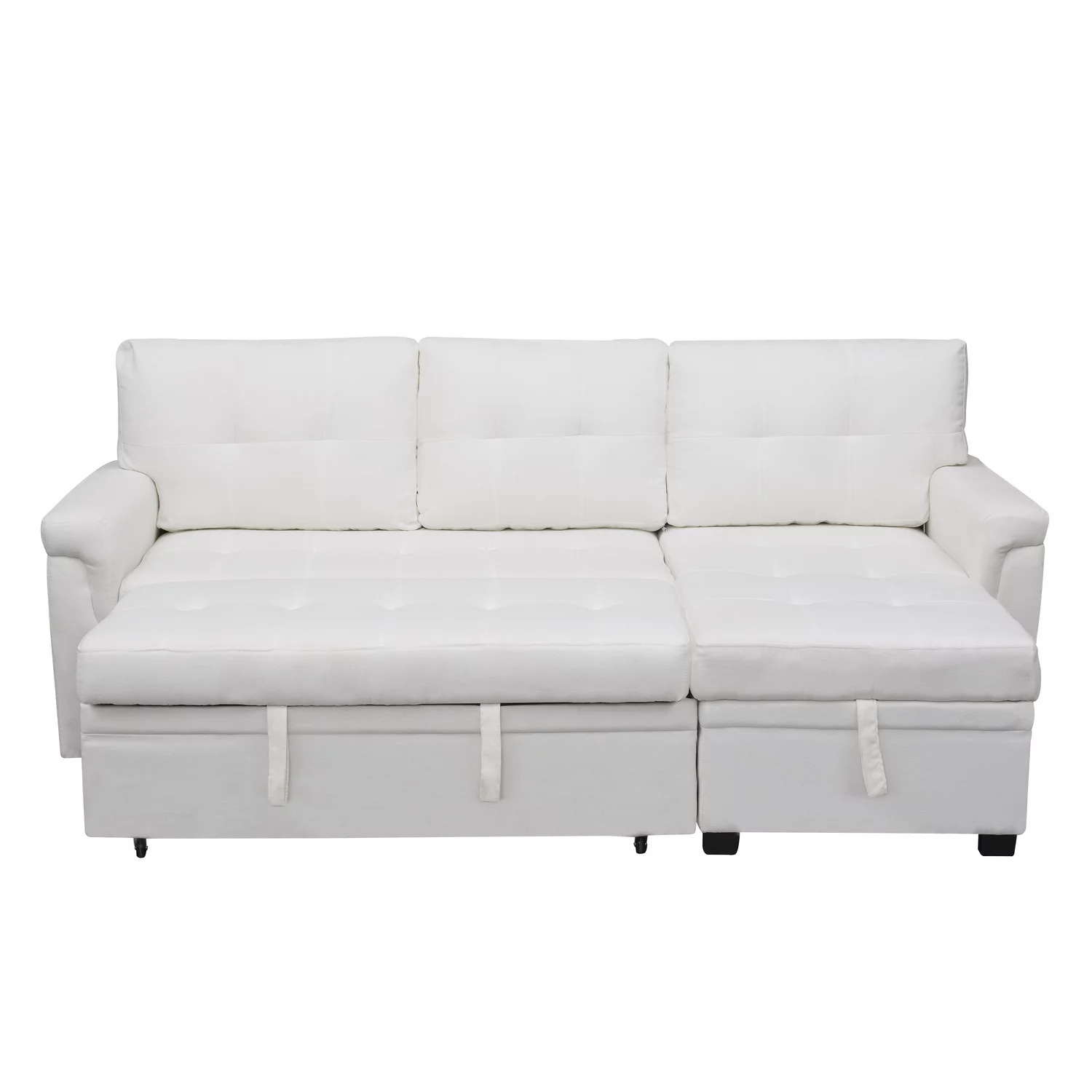 Naomi Home Jenny Sectional Sleeper Sofa - Elegant L-Shaped Couch Convertible Pull-Out Bed, Ample Storage, Timeless Design, Sturdy Construction