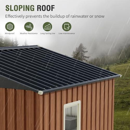 Outdoor Storage Shed, 5x3 Ft Metal Steel Tiny House with Lockable Door, Vertical Outside Storage Building for Garden, Backyard, Lawn, Patio Utility