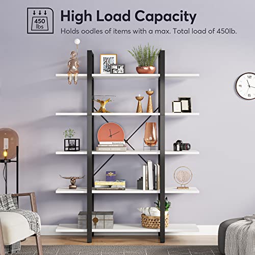 Tribesigns 5-Tier Bookshelf, Vintage Industrial Style Bookcase 72 H x 12 W x 47L Inches, Black