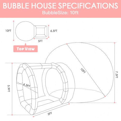 10FT Bubble House, Clear Balloon House, PVC Bubble House Dome Inflatable for Kids