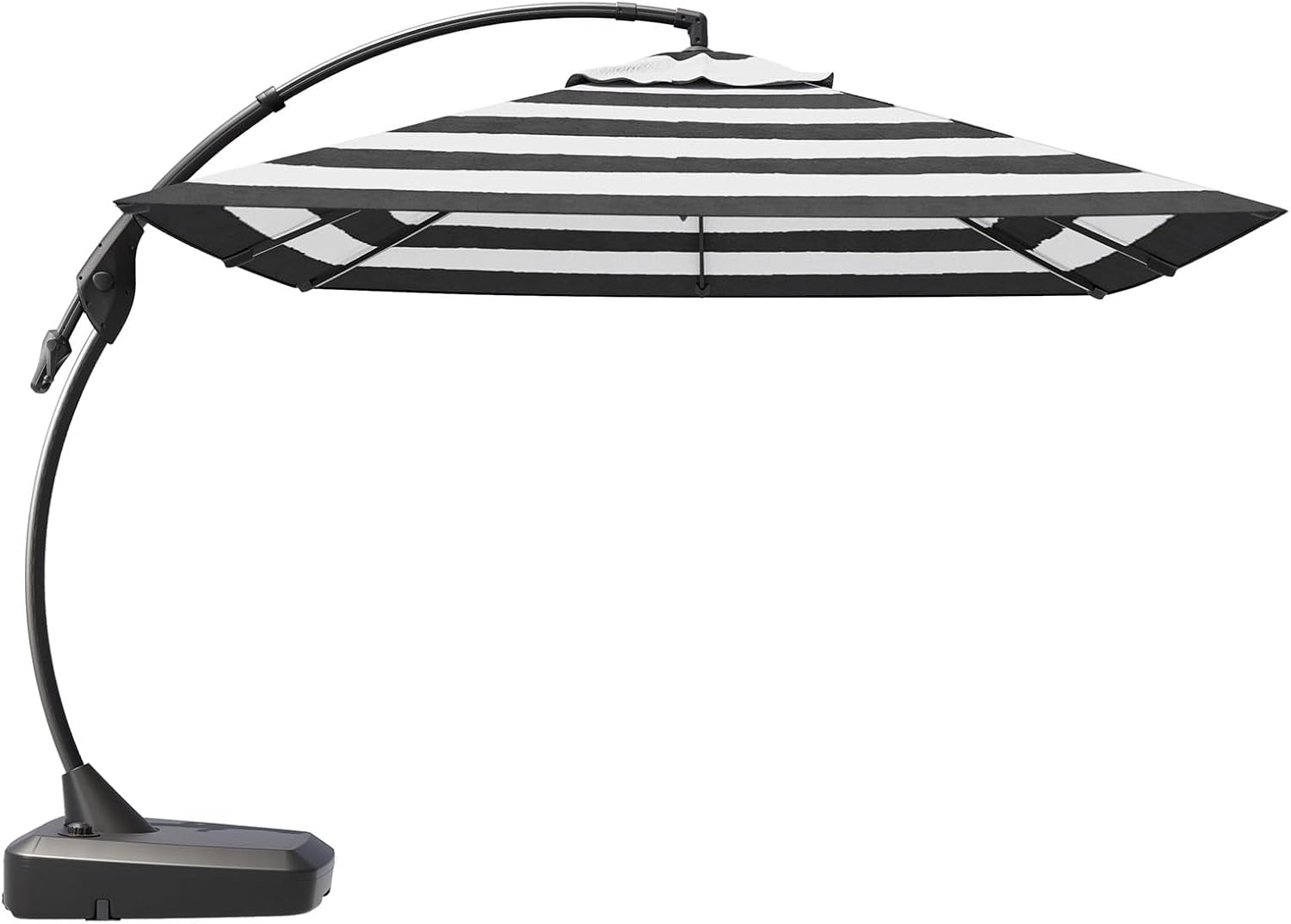 Grand patio 10'x10' Patio Offset Umbrella Aluminum Large Square Cantilever Umbrella Base Included for Deck Porch (Black & White, 10x10 FT)