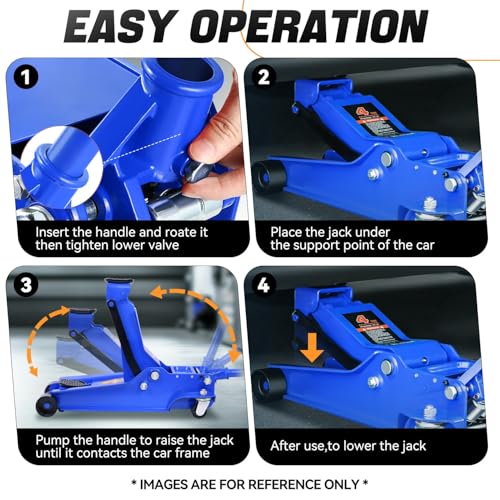 Auto Dynasty 4 Ton Low Profile Floor Jack, Heavy Duty Steel Hydraulic Car Jack with Dual Pistons Quick Lift Pump, Hydraulic Racing Floor Jack