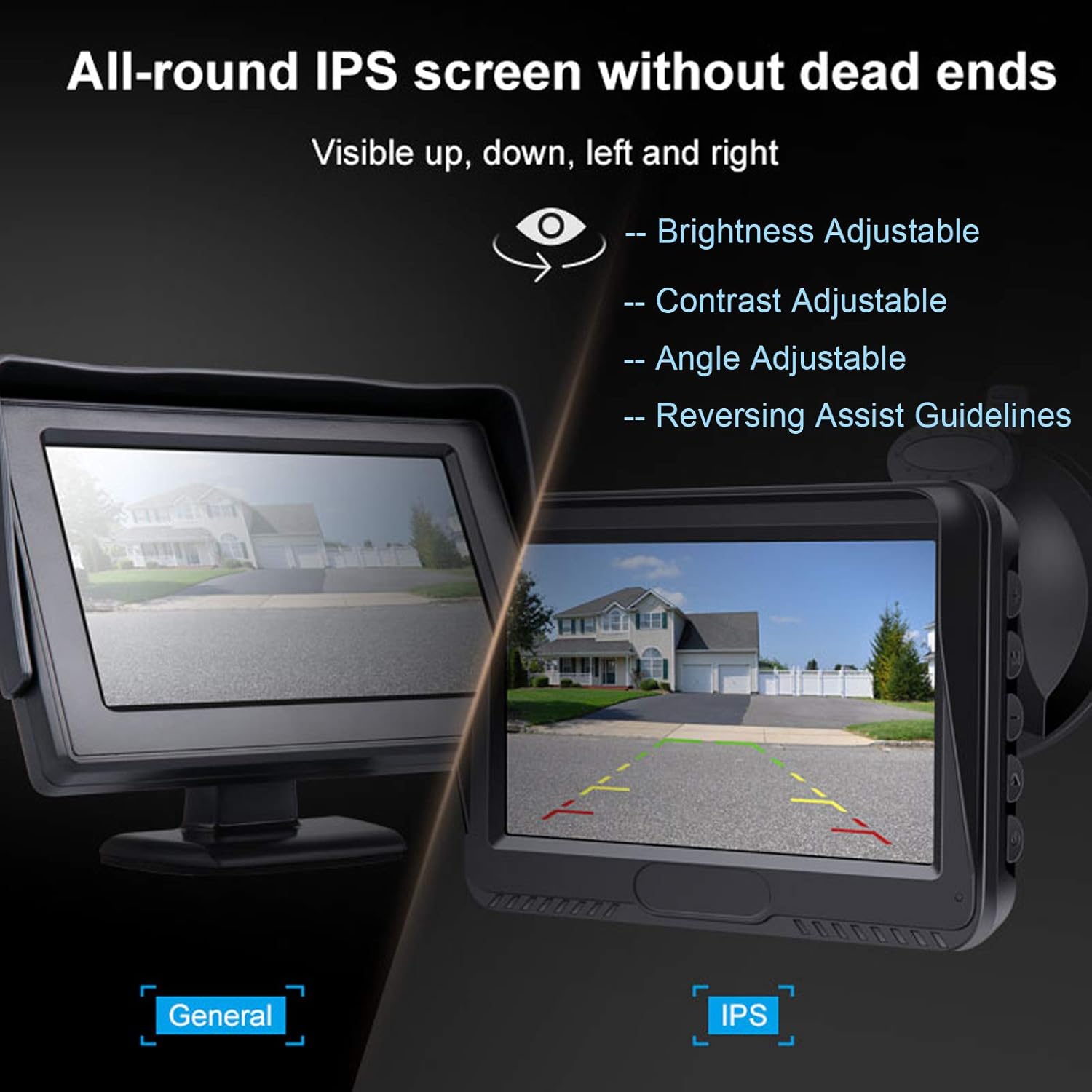 Regetek HD Digital Backup Camera System 5'' LCD Monitor Waterproof Night Vision Rear/Front View Camera for Cars ATVs SUVs UTVs Can-Am Vans Campers