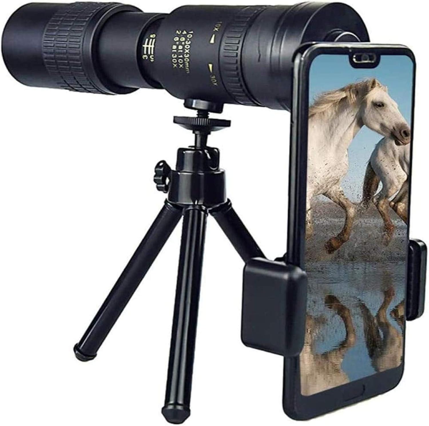 4k 10-300x40mm Super Telephoto Zoom Monocular Telescope with Phone Adapter Tripod Fit Adults for Hiking Hunting Camping Bird Watching Best Gifts for