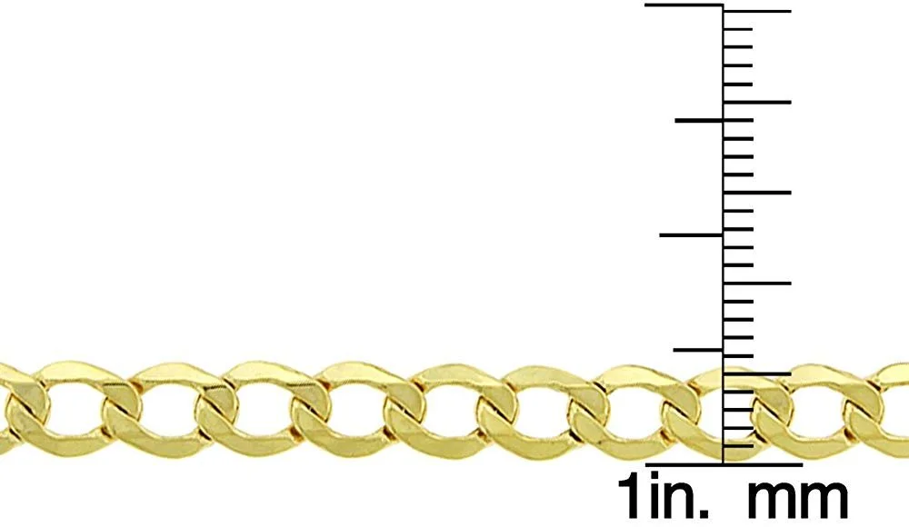 10K Yellow Gold 5.5mm Hollow Cuban Chain, FREE Microfiber Cloth, Curb Link Mens Womens Necklace, Giorgio Bergamo