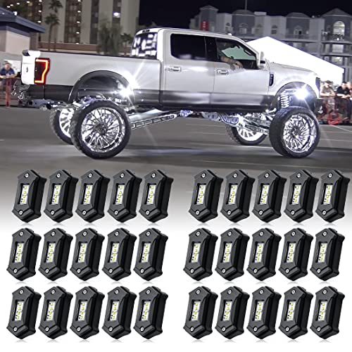 LEDUR R3 Rock Lights White 16PODS White Rock Lights with 540LM 64LED Lights for Je-ep Offroad Trucks UTV Boat RZR Shockproof Waterproof Lights High