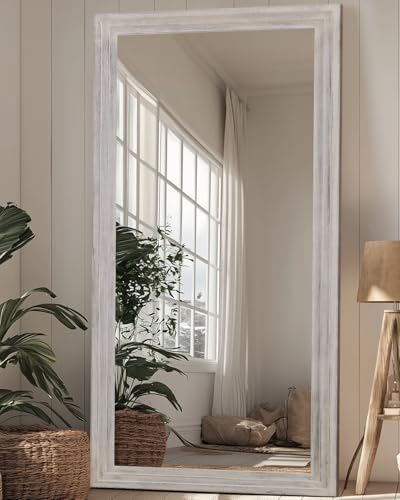 Full Length Mirror, 71"×32" Wooden Mirror Full Length with Stand Wood Floor Mirror, Oversized Stand Up Mirrors Large Wall Mirrors