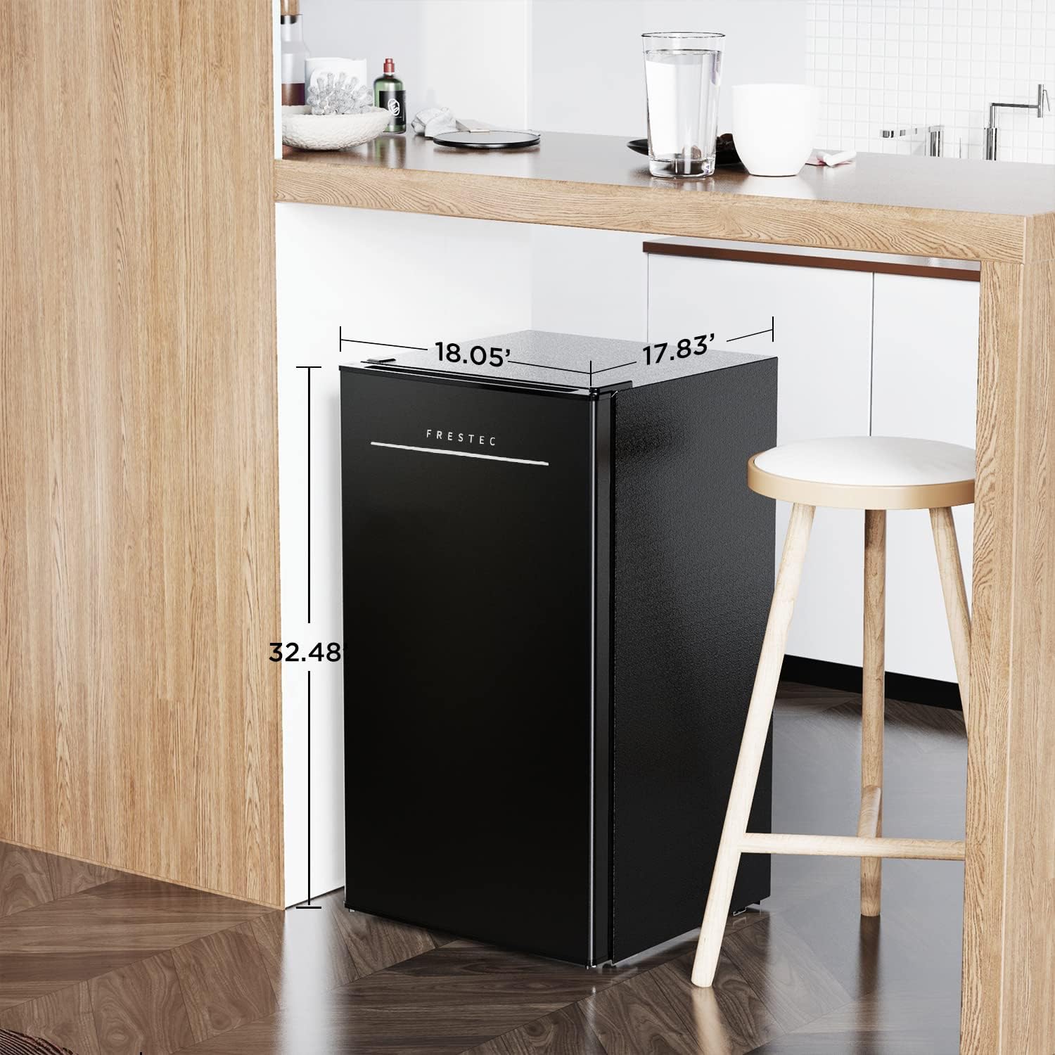 Mini Fridge with Freezer, 3.1 Cu.Ft Single Door Mini Refrigerator with One-touch Easy Defrost, Compact Small Refrigerator for Dorm, Bedroom, Office